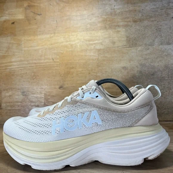 Hoka One One Bondi 8 Womens Size 10.5 Running Shoes Sneakers Shifting Sand Tan - Picture 4 of 13